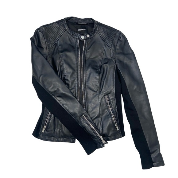 Women's Black Leather Jacket - Picture 1 of 4